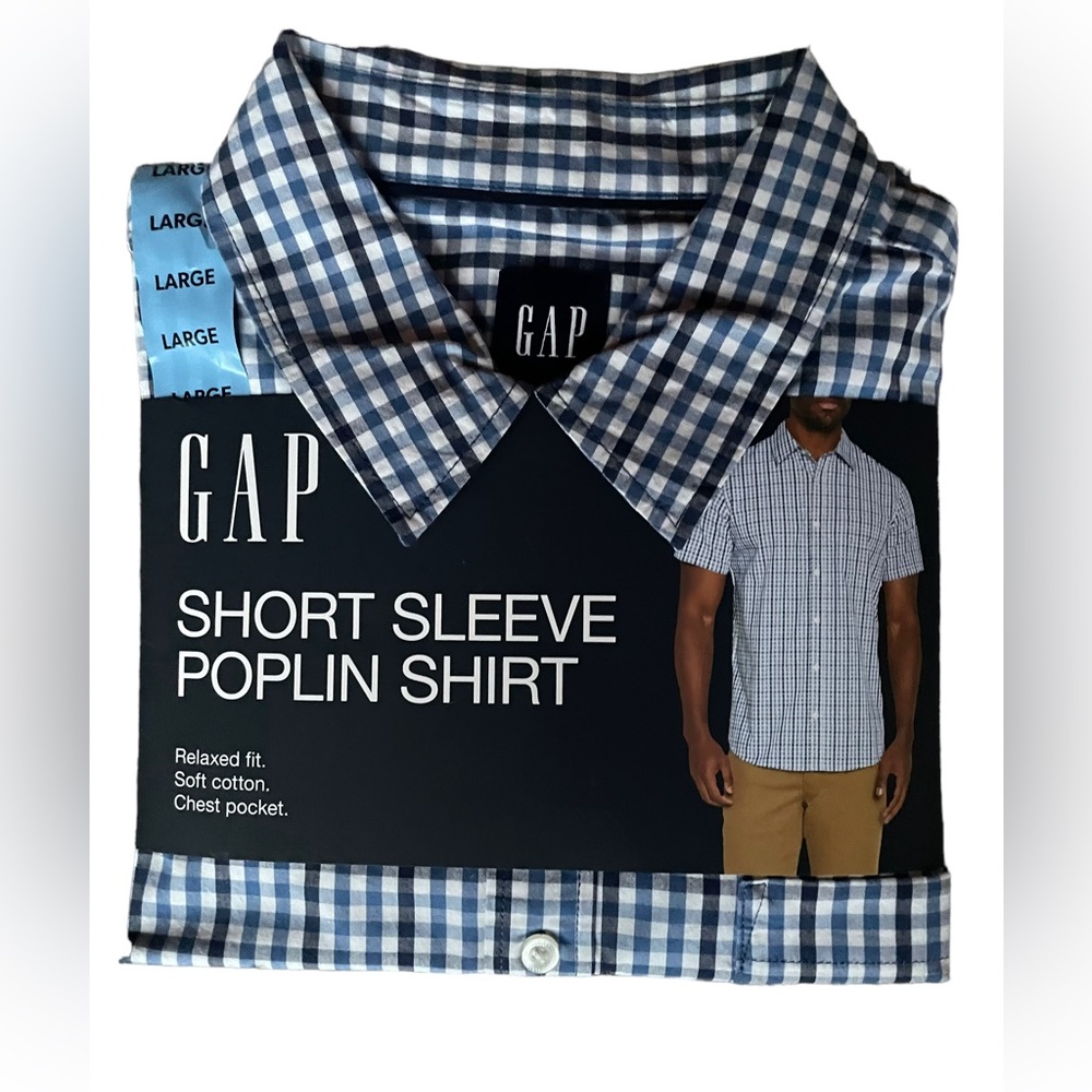 NWT Gap Asher Plaid Burt Delf Short Sleeve Poplin Shirt‎
